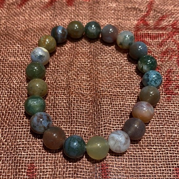 8MM Indian Agate Bead Bracelet - Picture 1 of 1